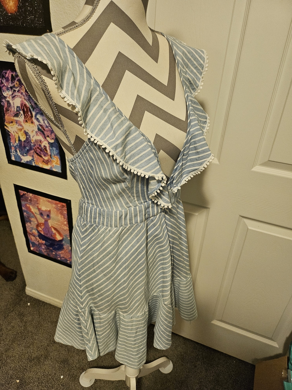 Forever 21 Blue and White Striped Ruffle Dress - Picture 2 of 5
